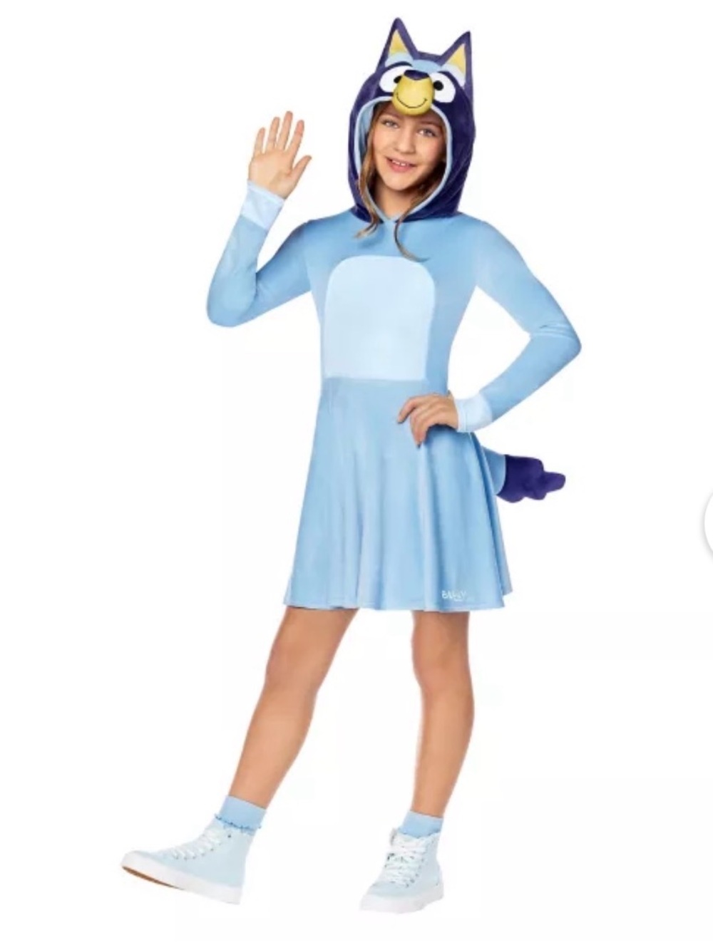 Spirit deluxe Bluey Hooded Dress Costume with Tail - Halloween, spirit day